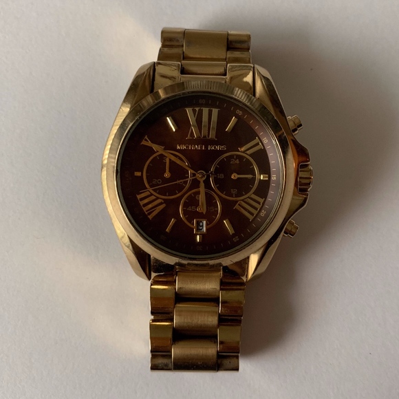 michael kors gold and brown watch